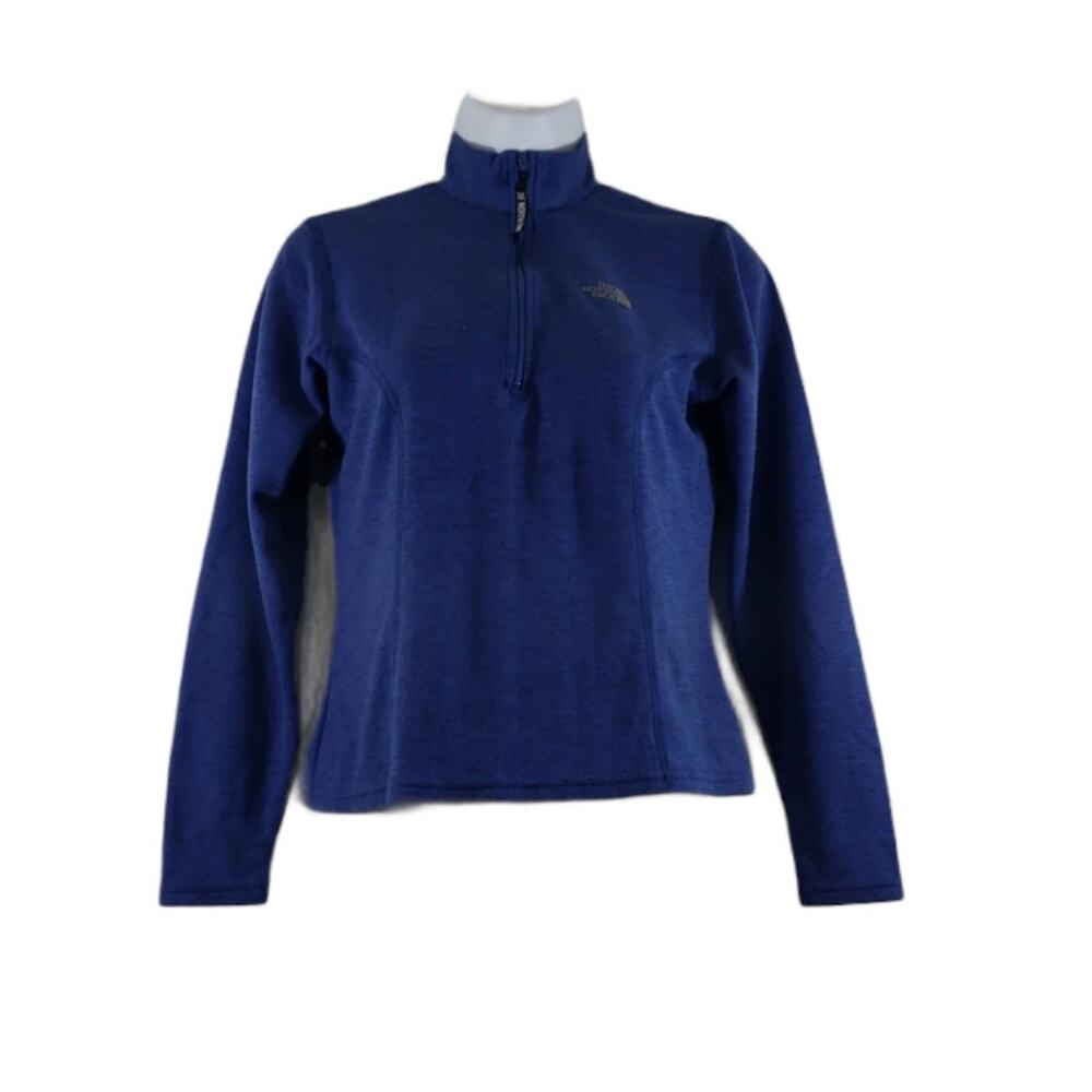 North Face 1/4 Zip Top Blue Heathered Long Sleeve Size Small